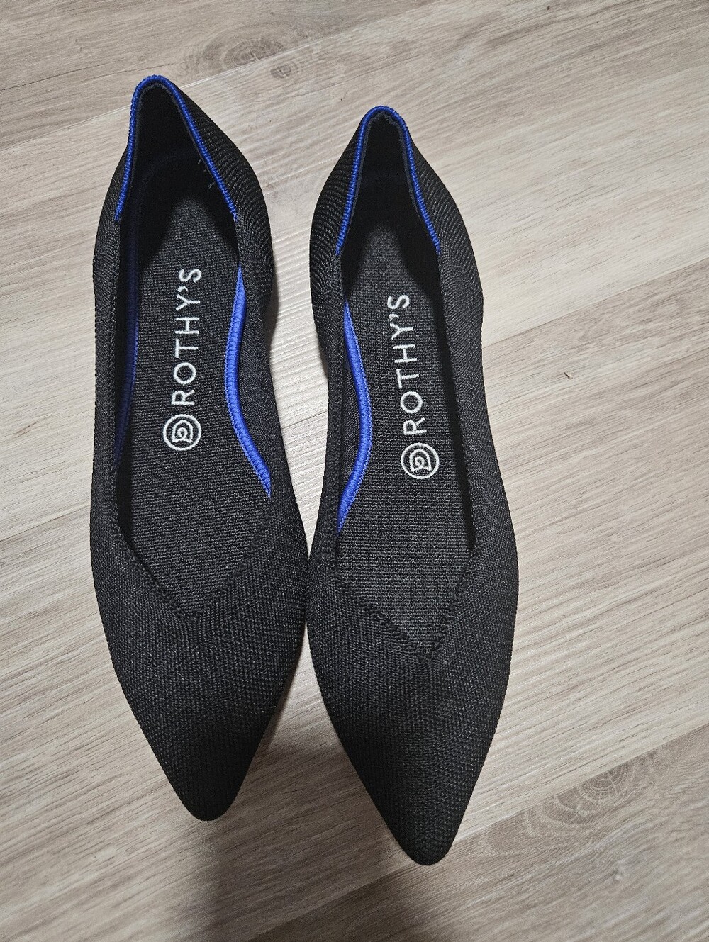 Rothy's The Point Black Pointed Toe Knit Flats Shoes Women's Size 8.5